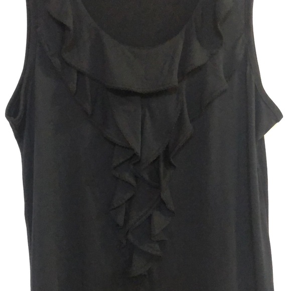 Liz Claiborne Women’s XL sleeveless, front frilly black Top NWOT - Picture 1 of 6